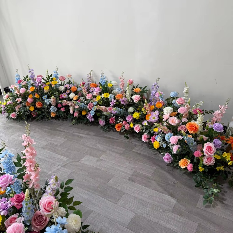 Dessert Table Backdrop - Tiras florais brancas e verdes, ideais
