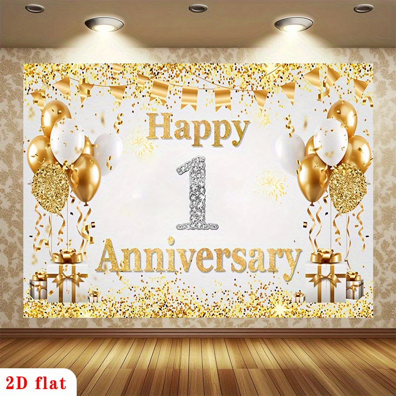 Banner de Balões 2D Dourado e  - Party Banner Gold avaliação e preço
